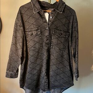 Women's Gray Quilted Jean Jacket